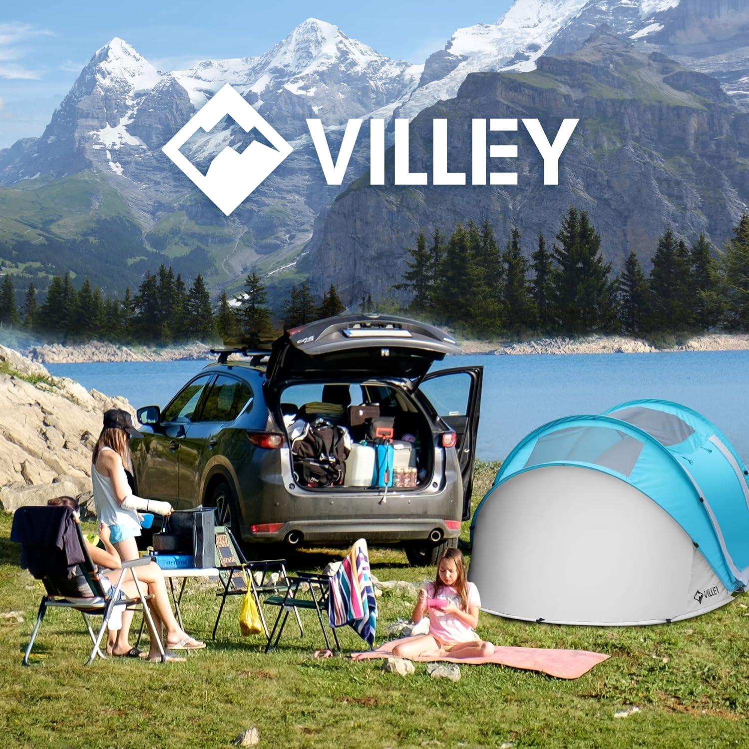 image:imageVILLEY 4 Person Easy Pop Up Tent Waterproof Automatic Setup Instant Lightweight Camping Beach Tent with Carrying Bag for Camping Hiking amp TravelingBlue Grey