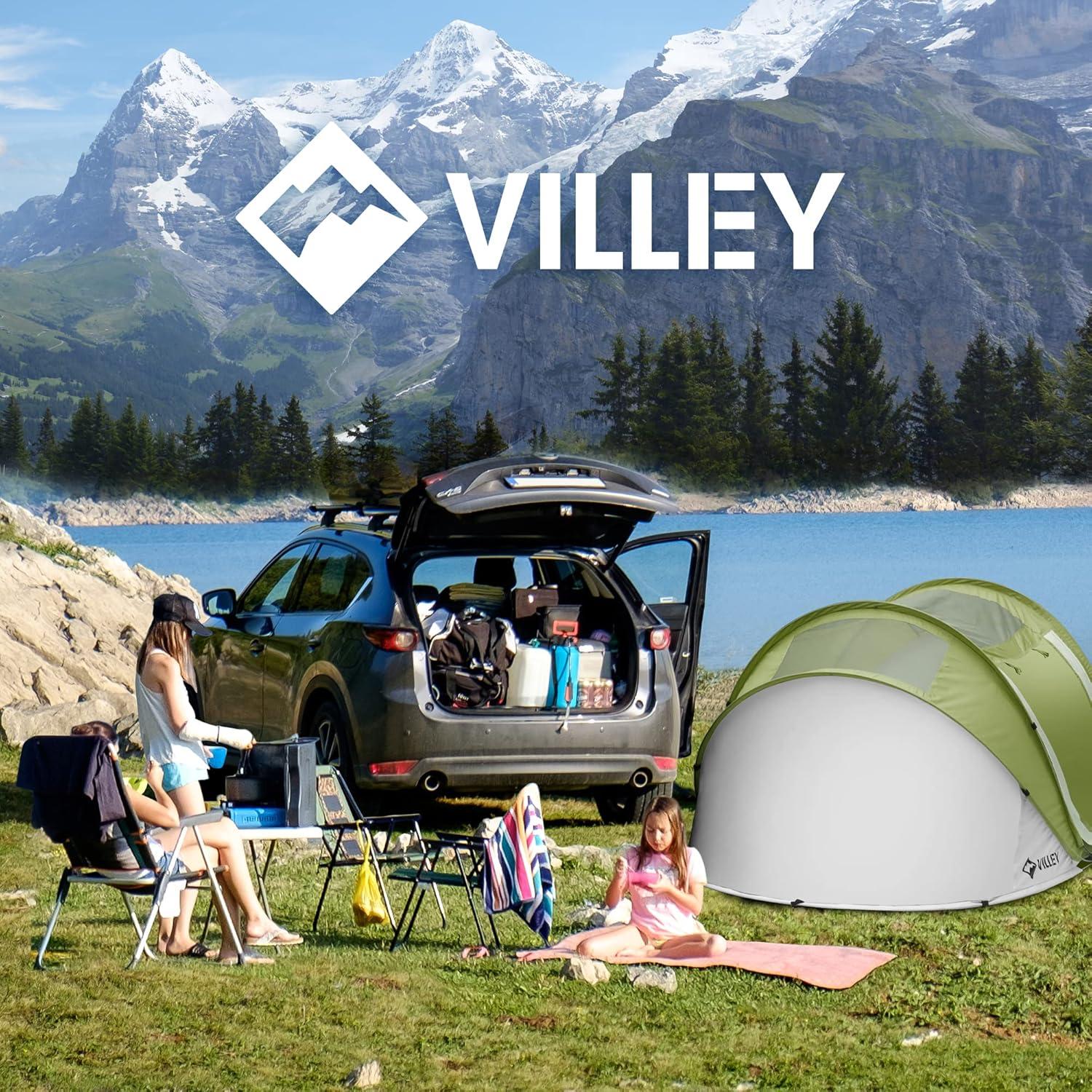 image:imageVILLEY 4 Person Easy Pop Up Tent Waterproof Automatic Setup Instant Lightweight Camping Beach Tent with Carrying Bag for Camping Hiking amp TravelingGreen Grey