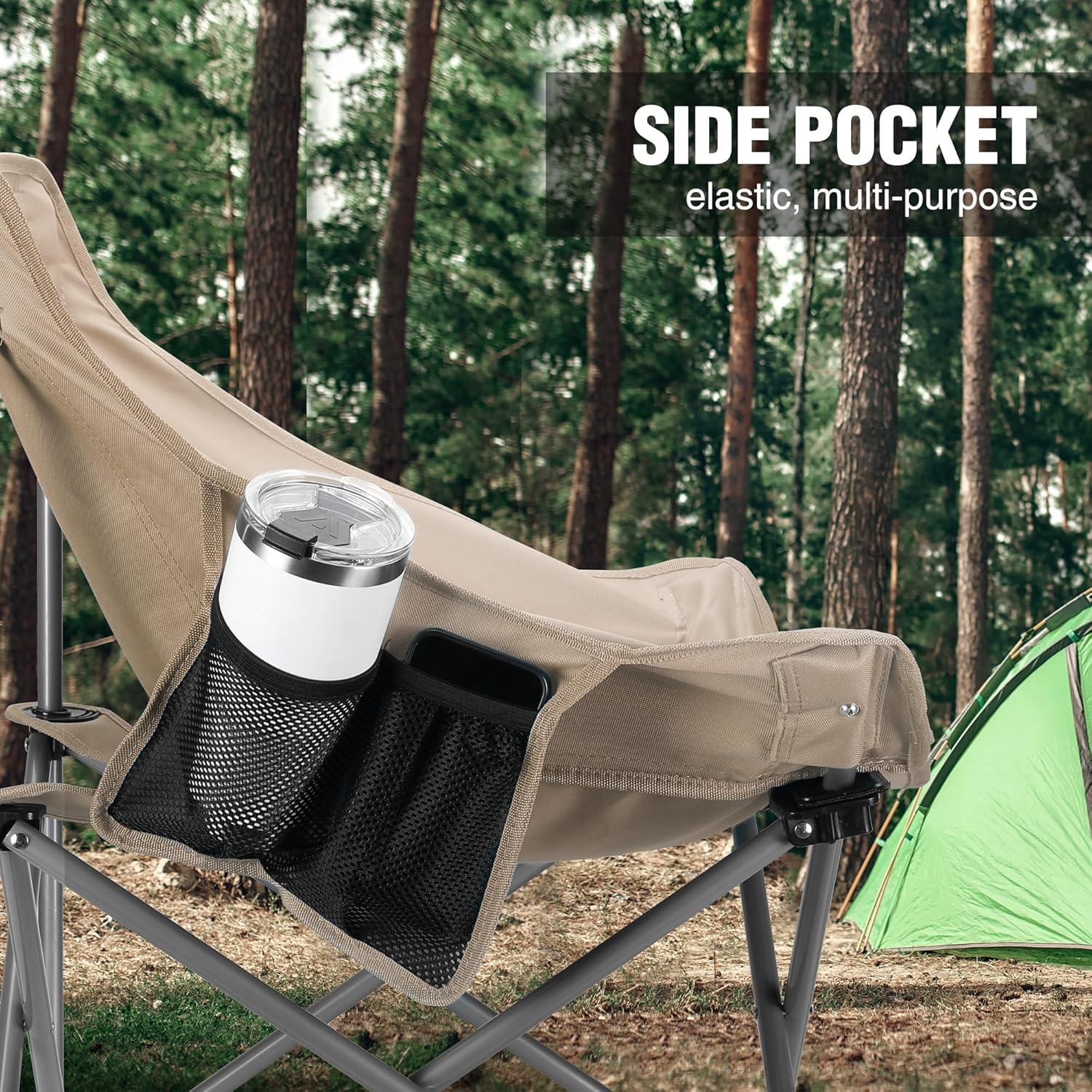 image:imageVILLEY Camping Chair Beach Folding Chair Outdoor Lawn Portable Lightweight Chair Foldable Chair with Carry Bag for Outside Hiking Fishing Travel Beach and Sports BlueBeige