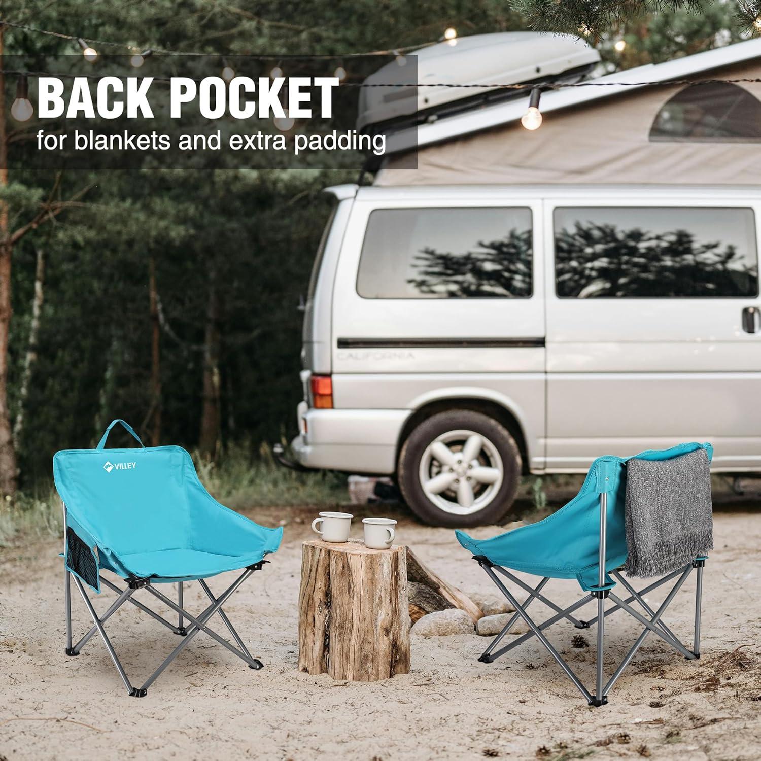 image:imageVILLEY Camping Chair Beach Folding Chair Outdoor Lawn Portable Lightweight Chair Foldable Chair with Carry Bag for Outside Hiking Fishing Travel Beach and Sports BlueBlue