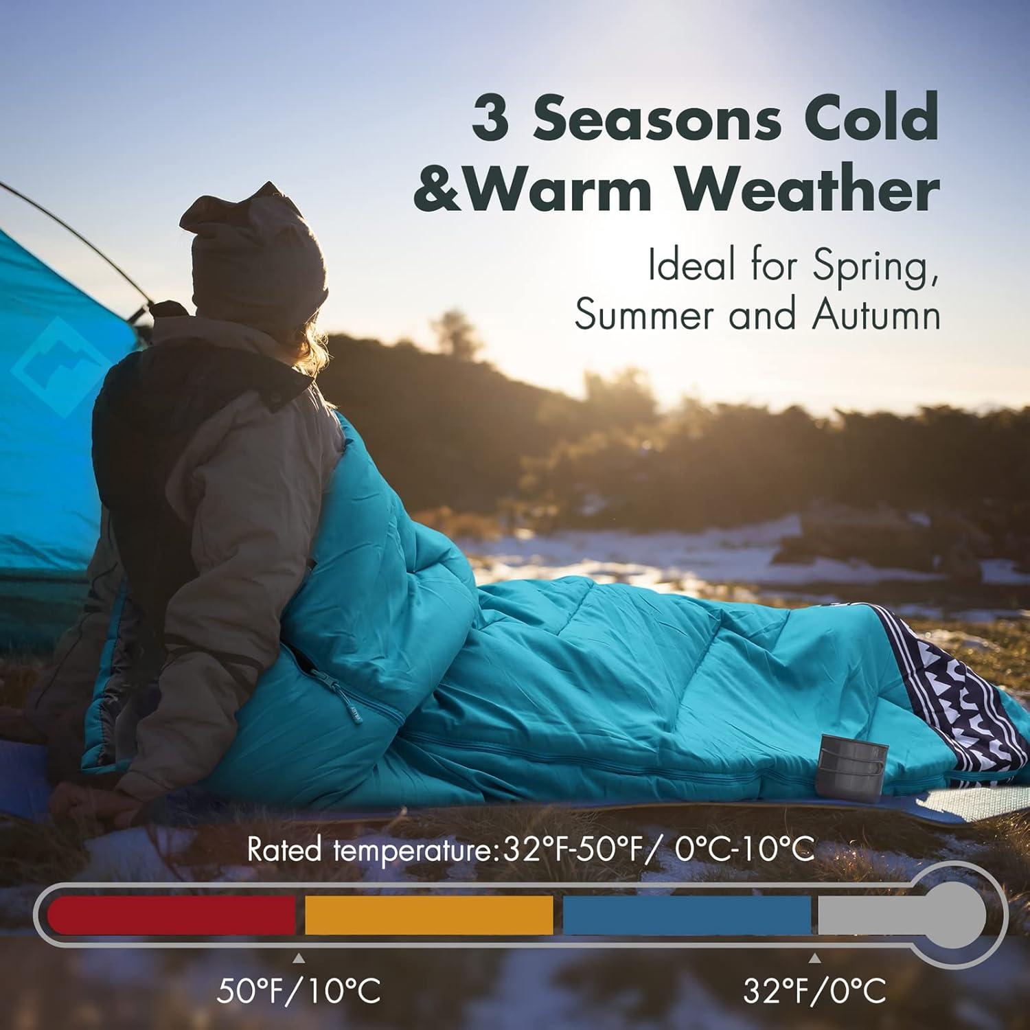 image:imageVILLEY Camping Sleeping Bag Lightweight Backpacking Sleeping Bag with Carrying Bag for Adults amp KidsBlue