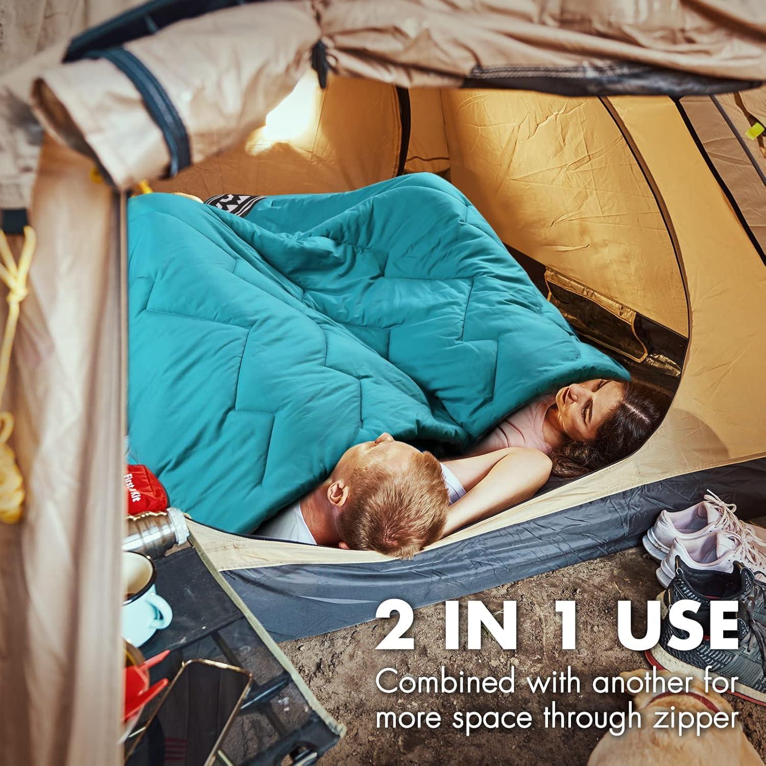 image:imageVILLEY Camping Sleeping Bag Lightweight Backpacking Sleeping Bag with Carrying Bag for Adults amp KidsBlue