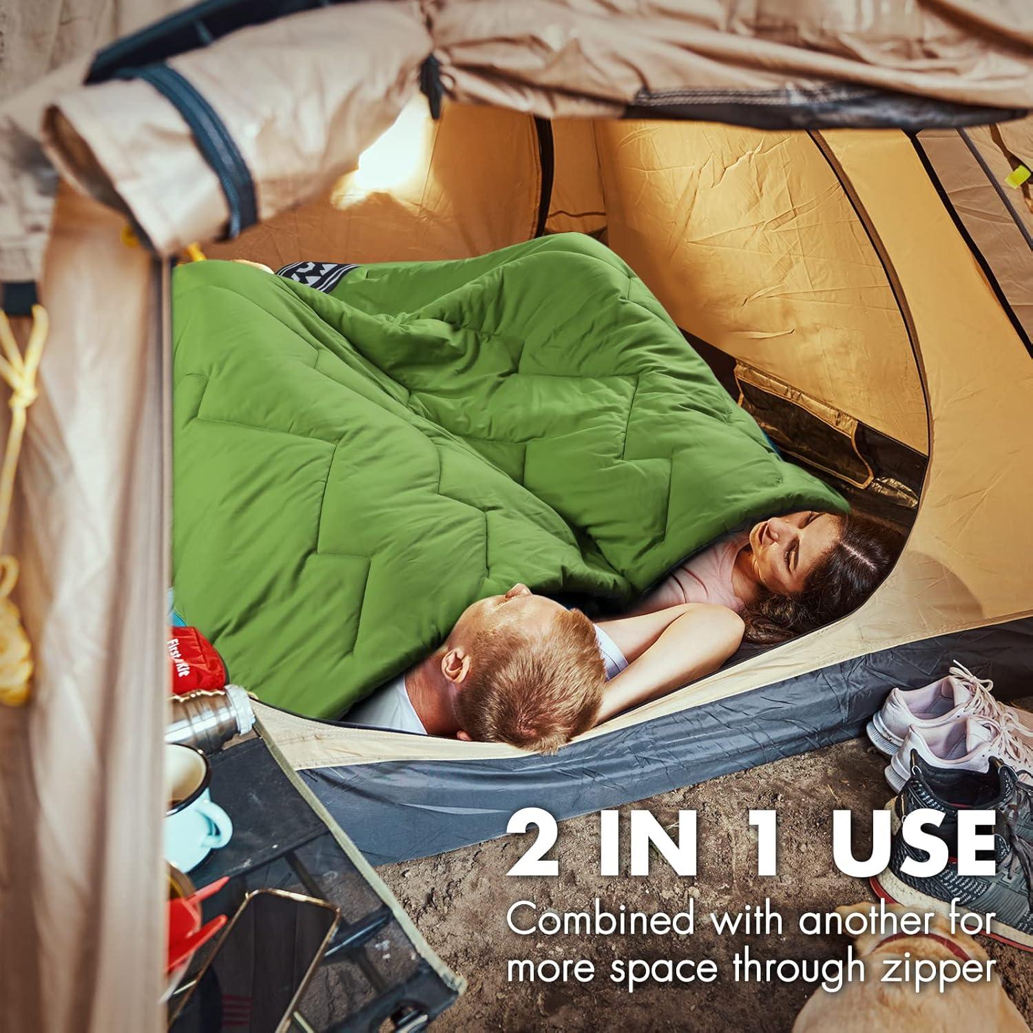 image:imageVILLEY Camping Sleeping Bag Lightweight Backpacking Sleeping Bag with Carrying Bag for Adults amp KidsGreen