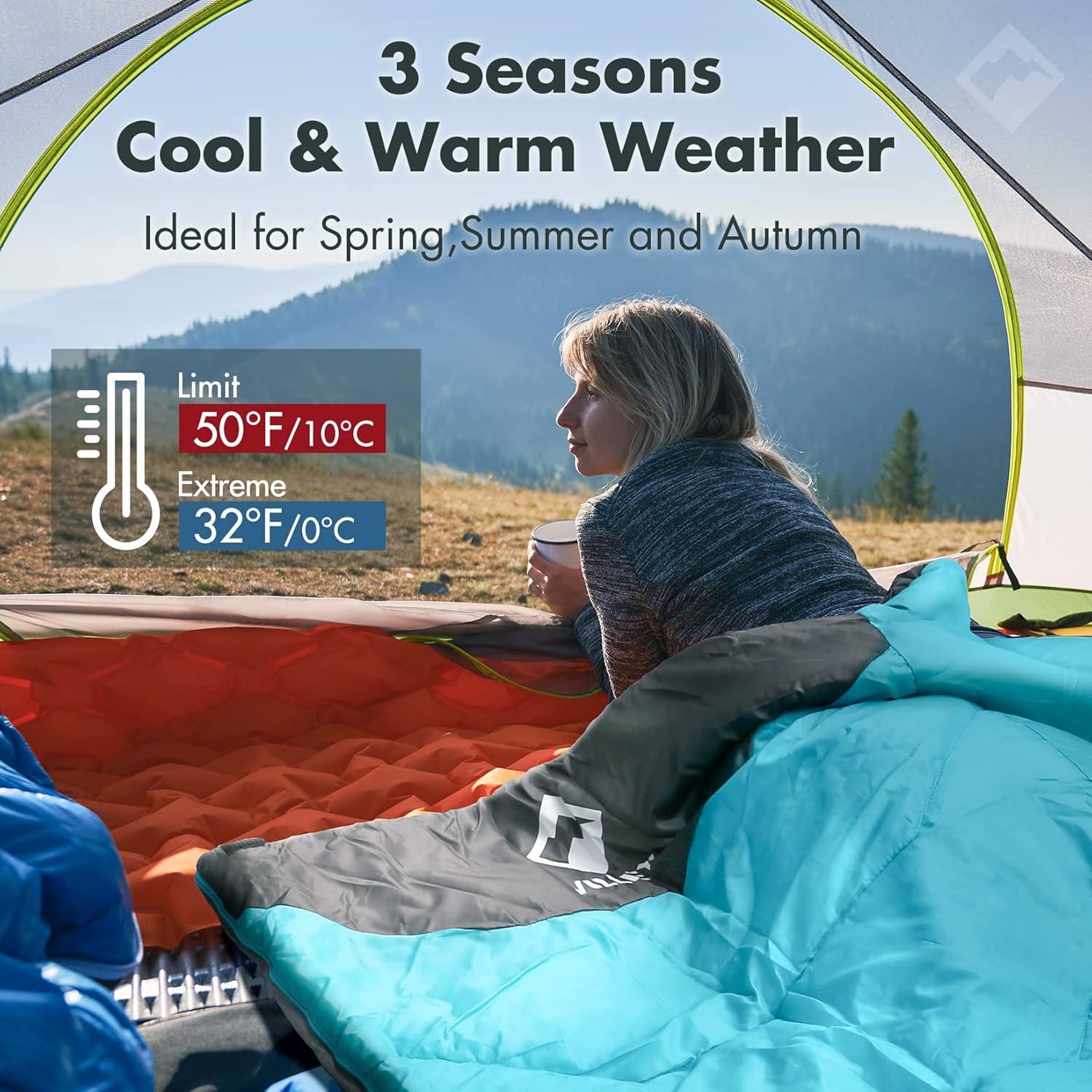 image:imageVILLEY Camping Sleeping Bag for Adults Boys and Girls Lightweight Compact Backpacking Sleeping Bag for Outdoor Traveling HikingBlue