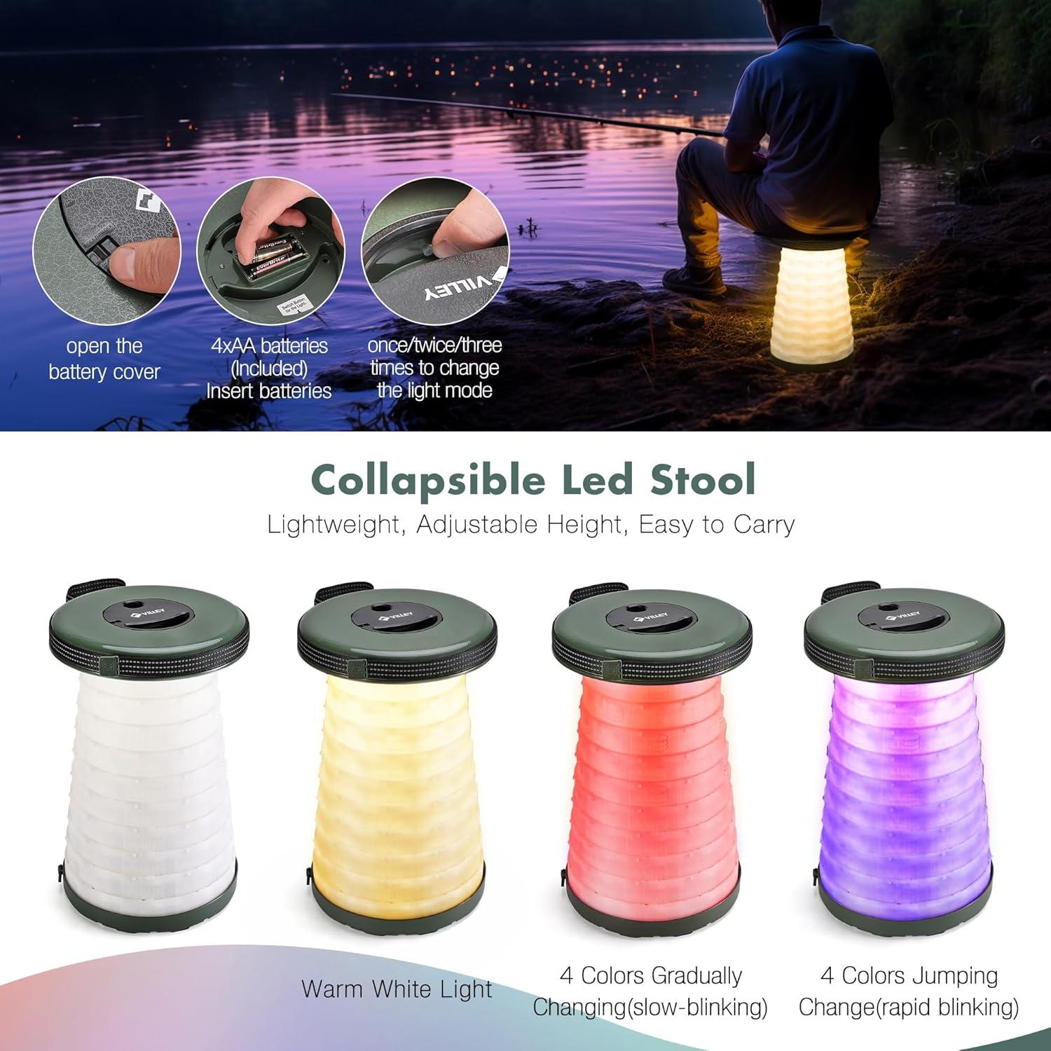 image:imageVILLEY Camping Table and Collapsible Stools Set Lightweight Foldable Beach Table with 2 Portable Stools and Mesh Layer Perfect for Outdoor BBQ Picnic Beach Hiking and Indoor UseGreen