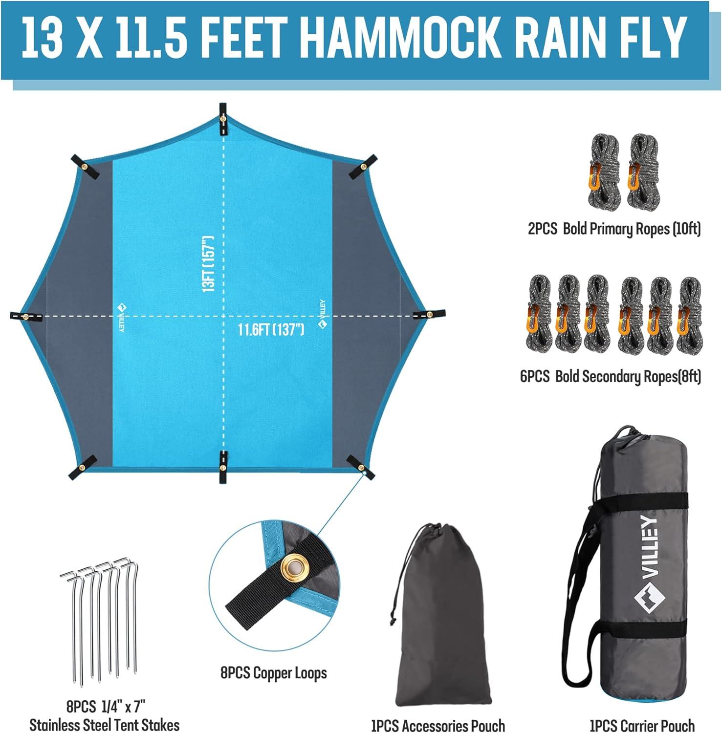 image:imageVILLEY Camping Tarps for Tents Portable Waterproof Hammock Rain Fly Easy Set Up Camping Shelter Sunshade Canopy for Outdoor Fishing Backpacking Hiking Survival Gear Heptagonal BlueBlue