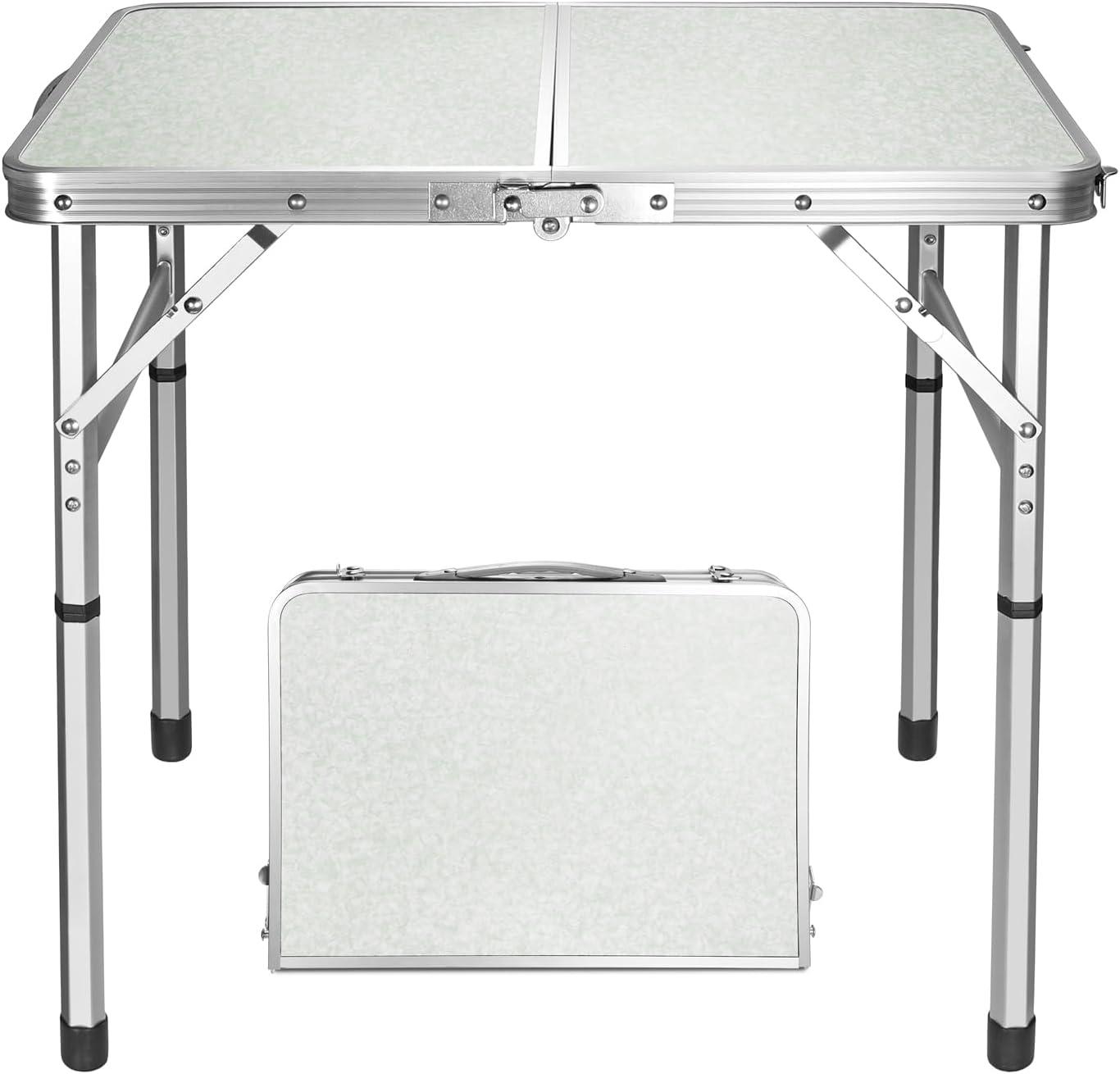 image:imageVILLEY Folding Camping Table 3ft Small Portable Lightweight Outdoor Table with Aluminum Adjustable Legs for Travel Picnic Cooking Beach2ft24l X 15w 2 Height 1022