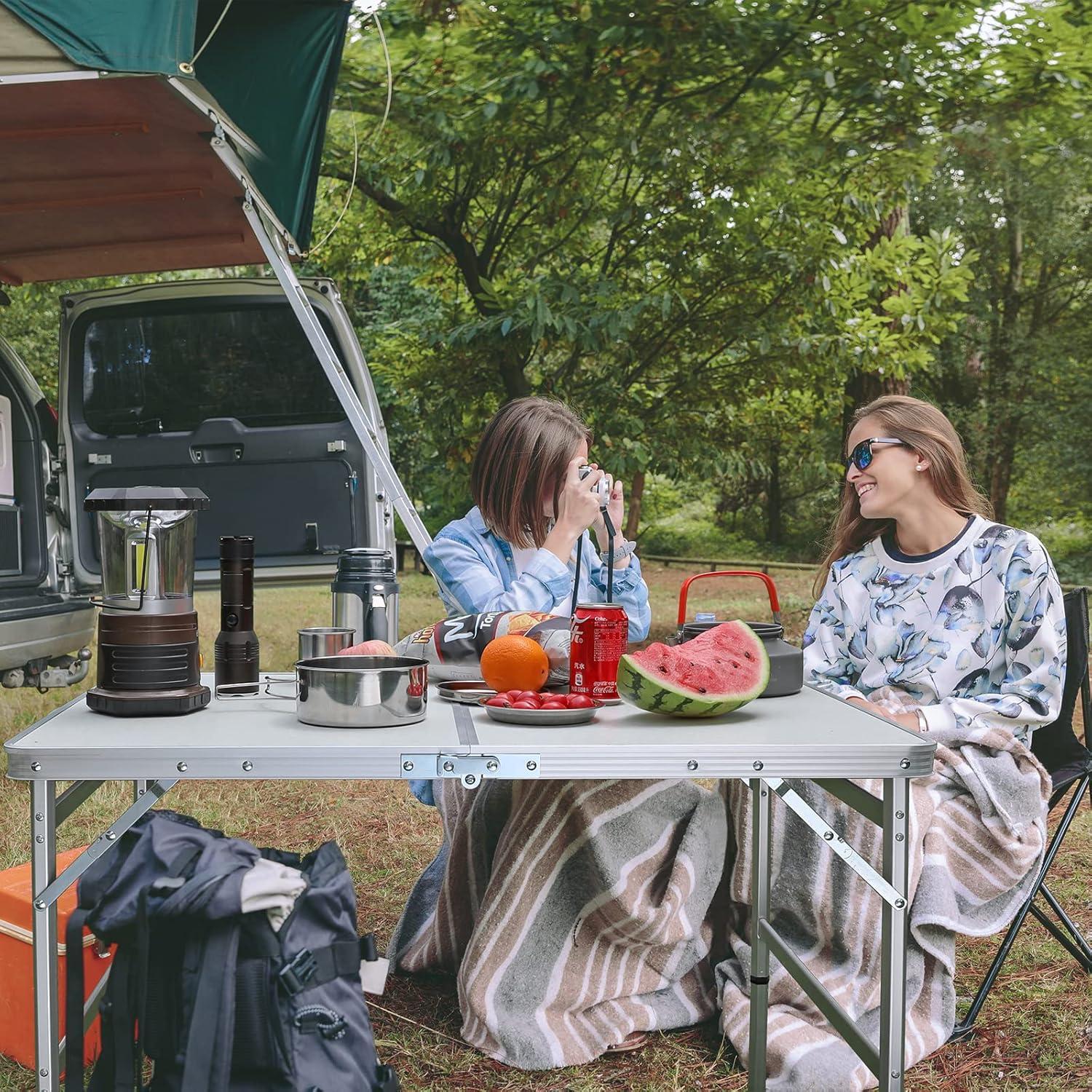image:imageVILLEY Folding Camping Table 3ft Small Portable Lightweight Outdoor Table with Aluminum Adjustable Legs for Travel Picnic Cooking Beach3ft36L x 23W 2 Height 1627