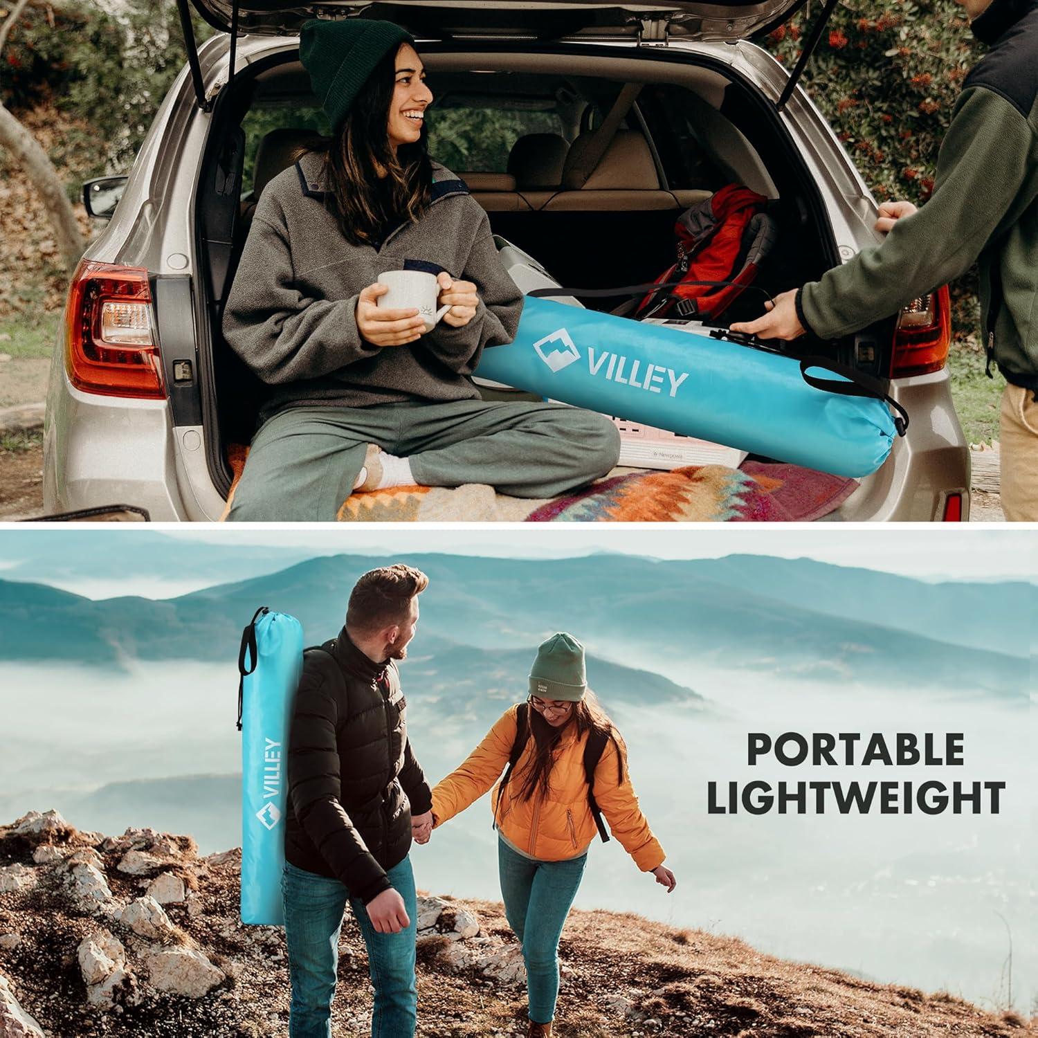 image:imageVILLEY Folding Camping Table Lightweight Portable Beach Table with 2 Cup Holders amp Carry Bag for Camping Beach Fishing Travel and Outdoor ActivitiesSmallBlue