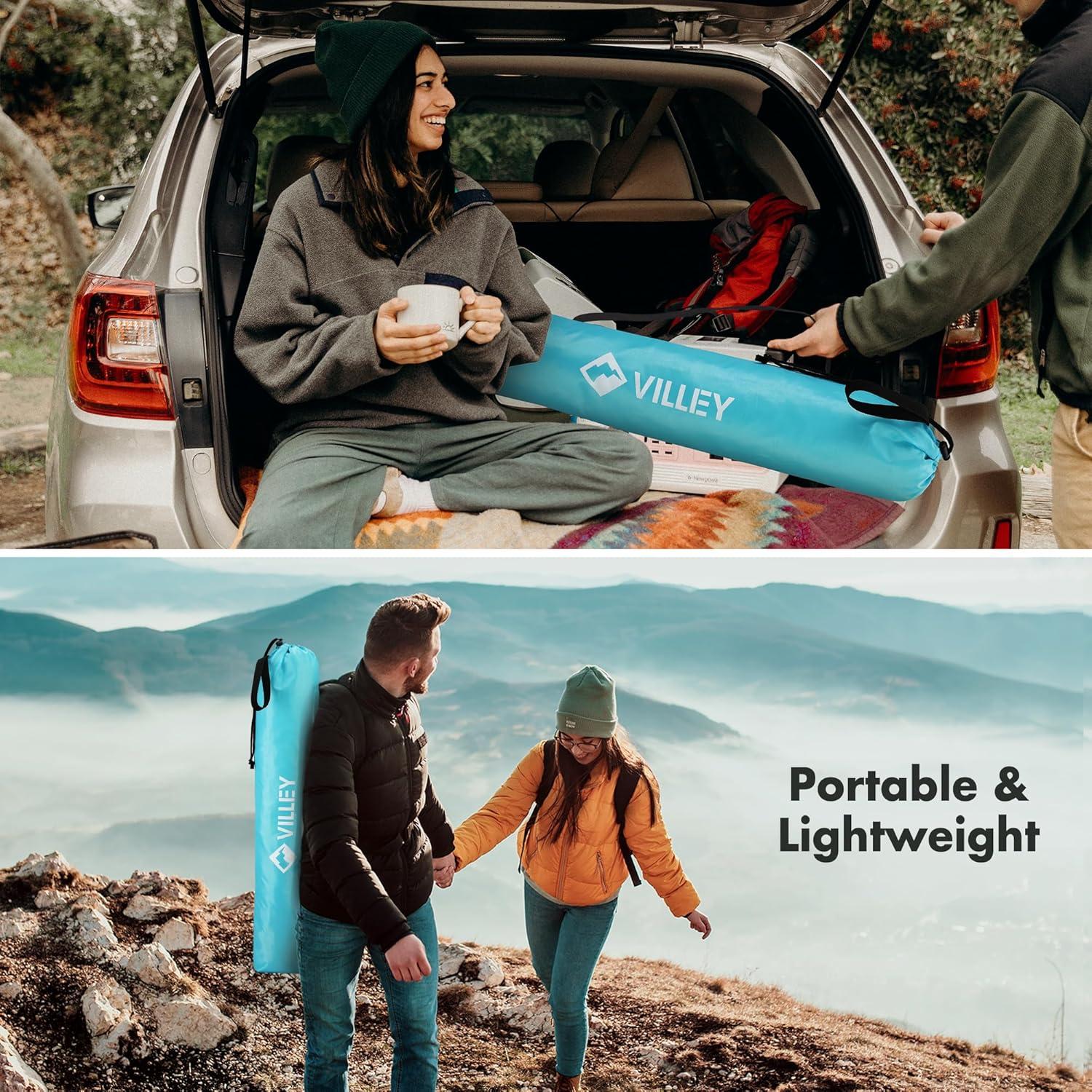 image:imageVILLEY Folding Camping Table Lightweight Portable Beach Table with 2 Cup Holders amp Carry Bag for Camping Beach Fishing Travel and Outdoor ActivitiesSmallBlue
