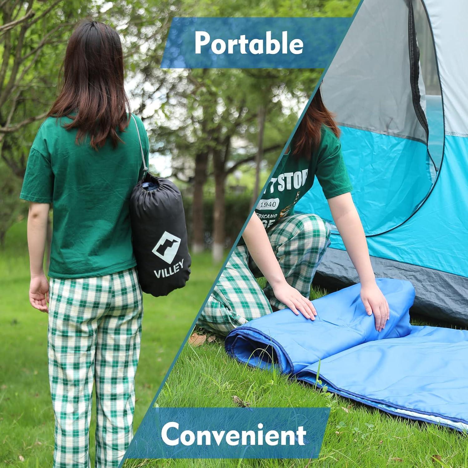 image:imageVILLEY Picnic Blanket 3Layer Camping Blanket 52x75 Machine Washable Water Repellent and Sandproof Packable and Portable for Camping Travel Park Beach and Indoor UseBlue