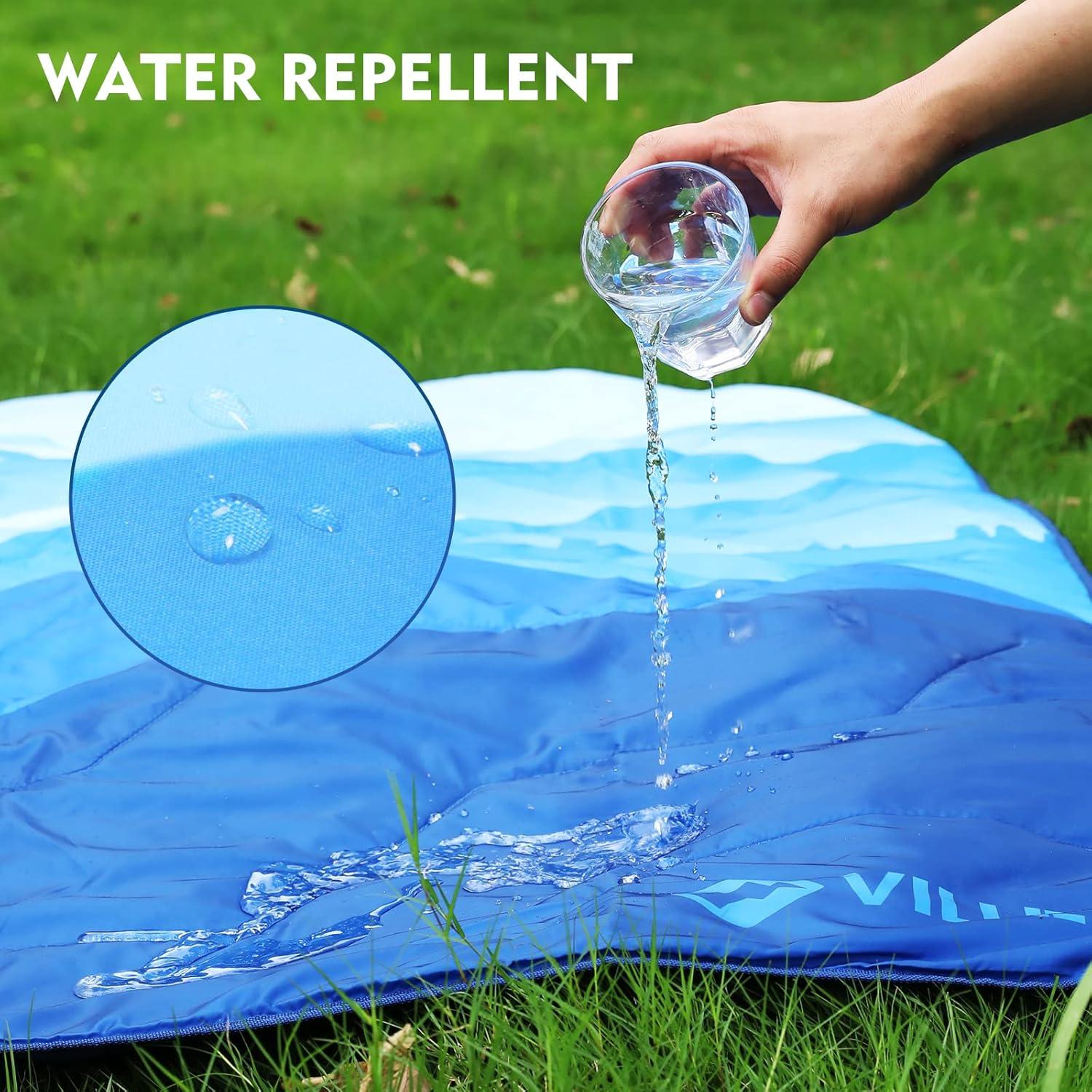 image:imageVILLEY Picnic Blanket 3Layer Camping Blanket 52x75 Machine Washable Water Repellent and Sandproof Packable and Portable for Camping Travel Park Beach and Indoor UseBlue