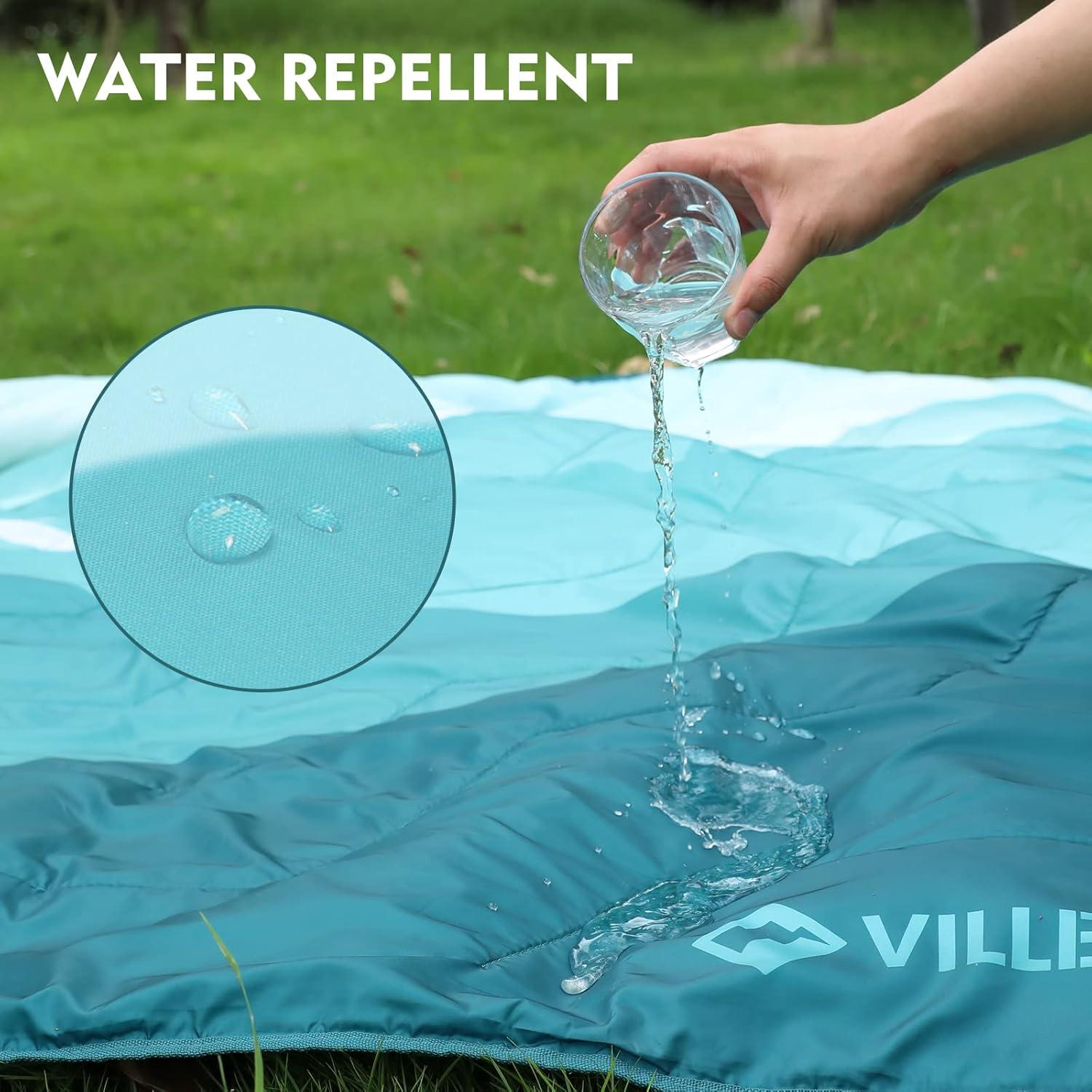 image:imageVILLEY Picnic Blanket 3Layer Camping Blanket 52x75 Machine Washable Water Repellent and Sandproof Packable and Portable for Camping Travel Park Beach and Indoor UseTeal