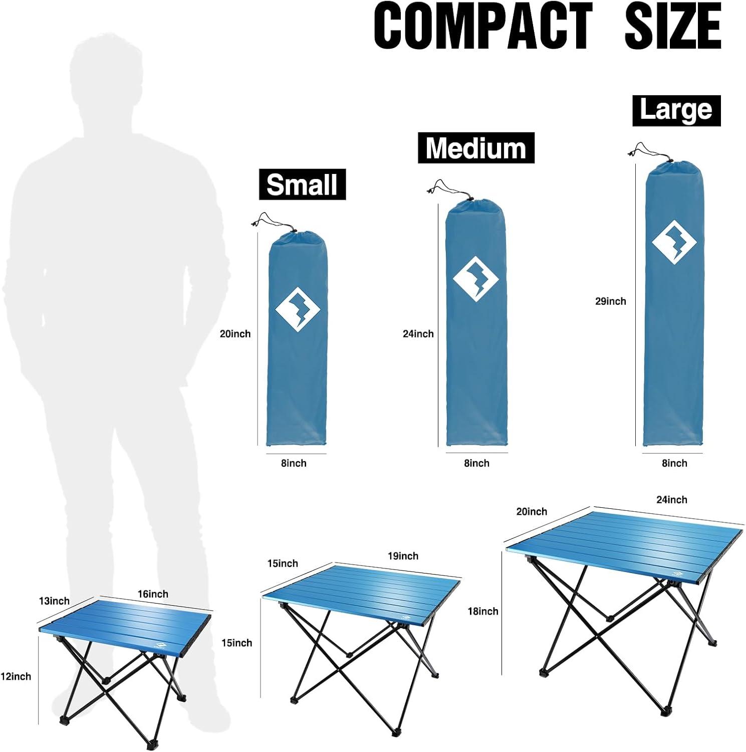 image:imageVILLEY Portable Camping Side Table Ultralight Aluminum Folding Beach Table with Carry Bag for Outdoor Cooking Picnic Camp Boat TravelBlue