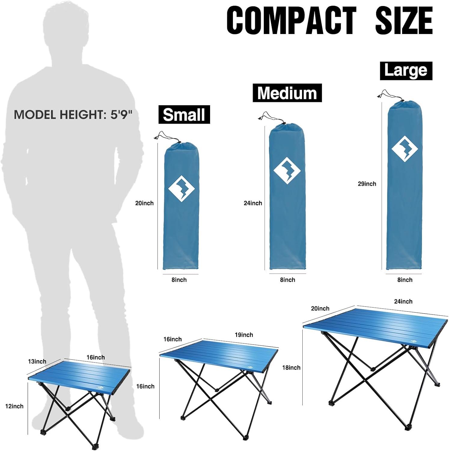image:imageVILLEY Portable Camping Side Table Ultralight Aluminum Folding Beach Table with Carry Bag for Outdoor Cooking Picnic Camp Boat TravelBlue