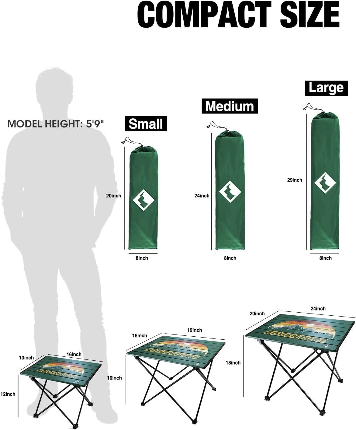image:imageVILLEY Portable Camping Side Table Ultralight Aluminum Folding Beach Table with Carry Bag for Outdoor Cooking Picnic Camp Boat TravelGreen