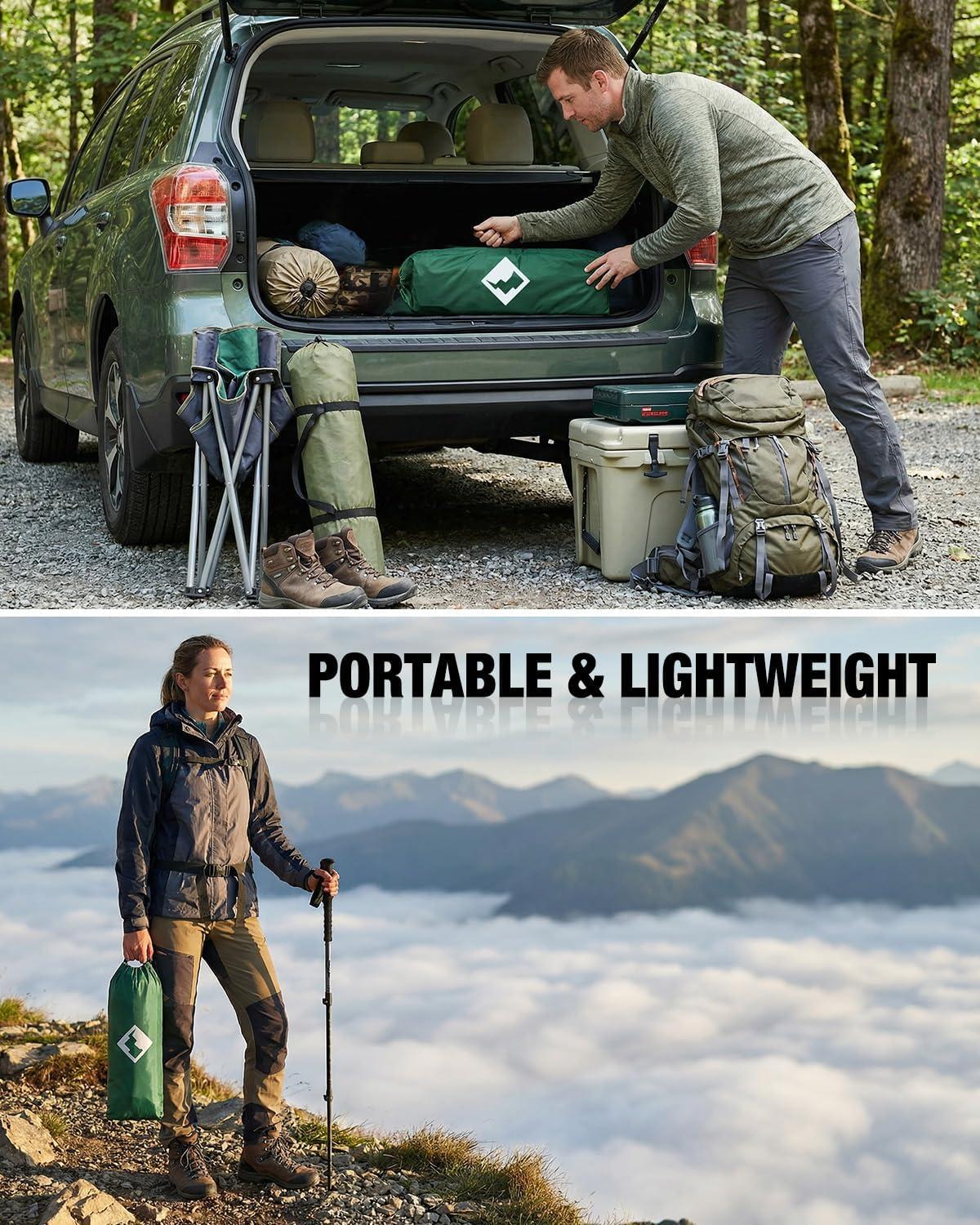 image:imageVILLEY Portable Camping Side Table Ultralight Aluminum Folding Beach Table with Carry Bag for Outdoor Cooking Picnic Camp Boat TravelGreen