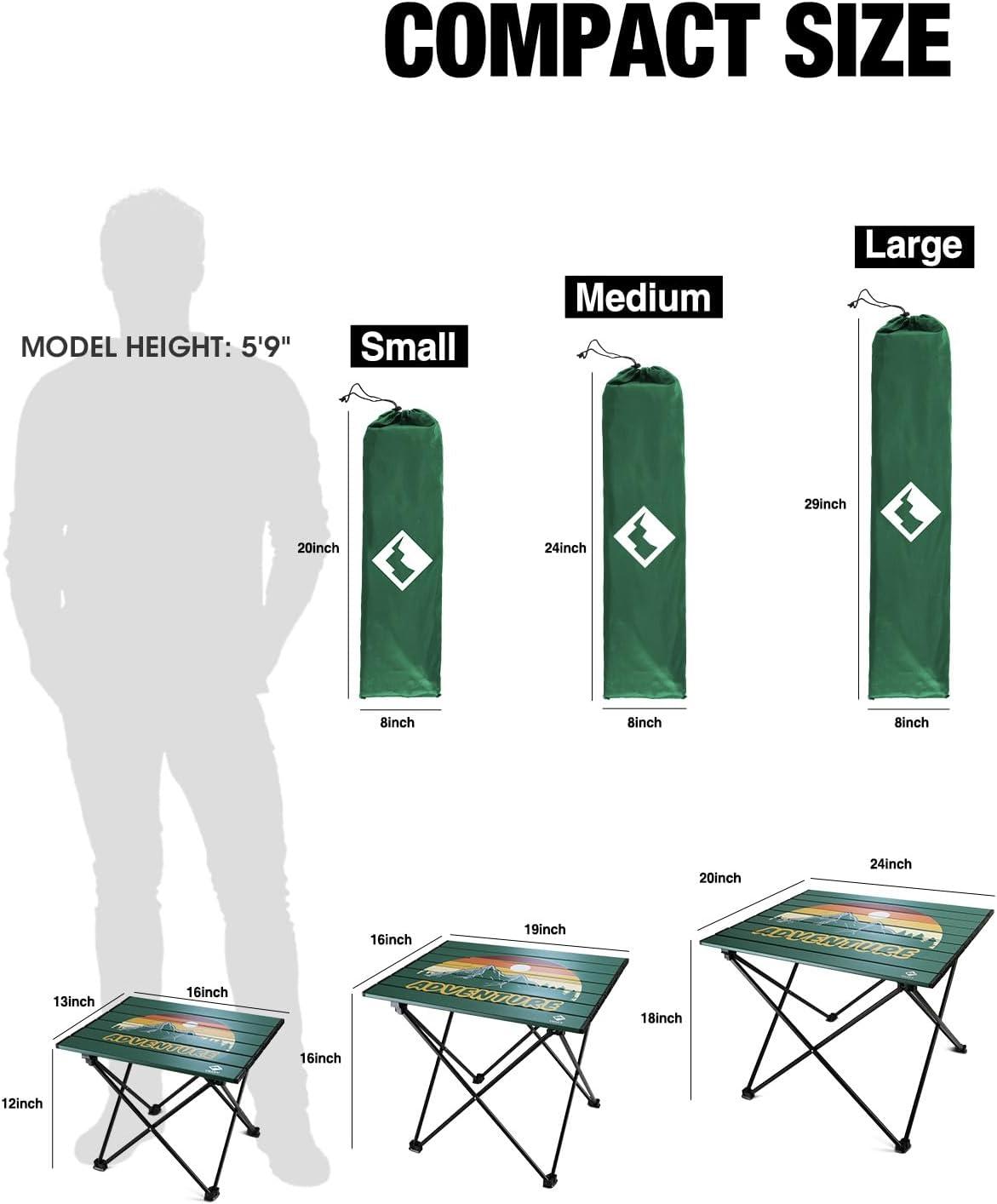 image:imageVILLEY Portable Camping Side Table Ultralight Aluminum Folding Beach Table with Carry Bag for Outdoor Cooking Picnic Camp Boat TravelGreen