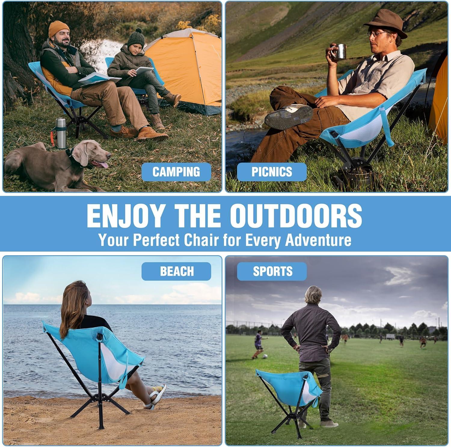 image:imageVILLEY Portable Folding Chair Lightweight Camping Chair No Assembly Needed Quick Setup for Beach Hiking Supports 330 LBS Blue1