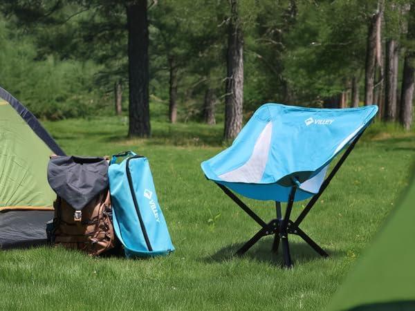 image:imageVILLEY Portable Folding Chair Lightweight Camping Chair No Assembly Needed Quick Setup for Beach Hiking Supports 330 LBS Blue1