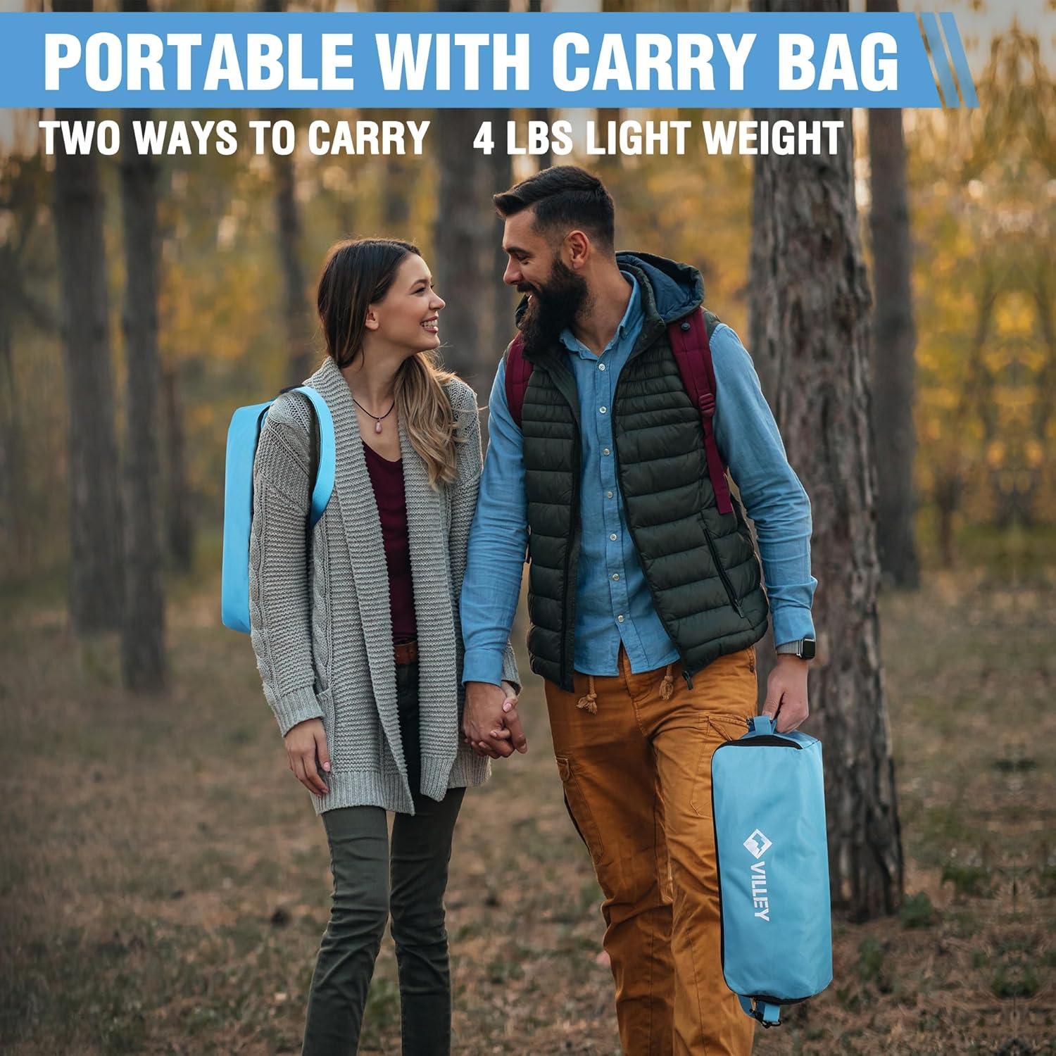 image:imageVILLEY Portable Folding Chair Lightweight Camping Chair No Assembly Needed Quick Setup for Beach Hiking Supports 330 LBS Blue1