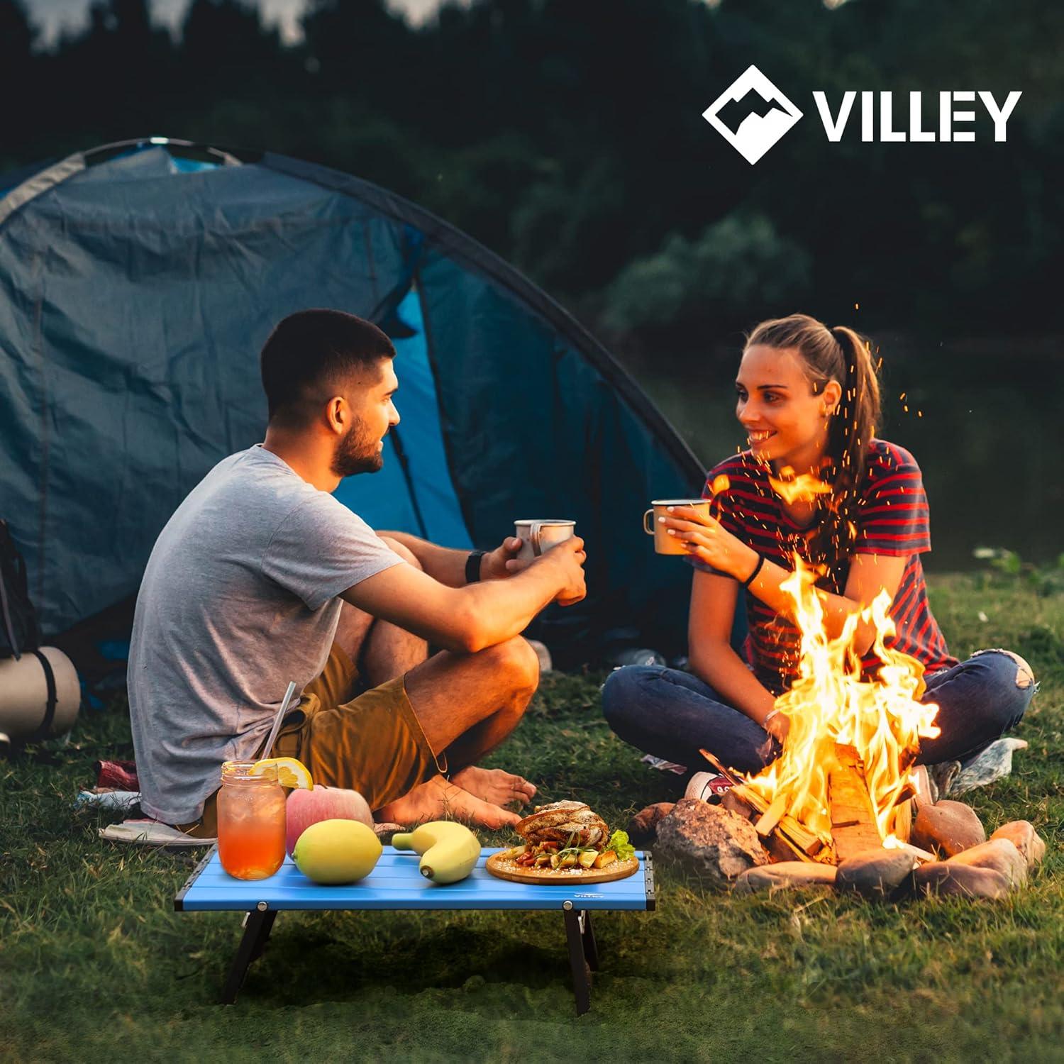 image:imageVILLEY Portable Mini Folding Beach Table Ultralight Aluminum Side Table with Carry Bag for Camping Picnics and Outdoor Activities BlueBlue