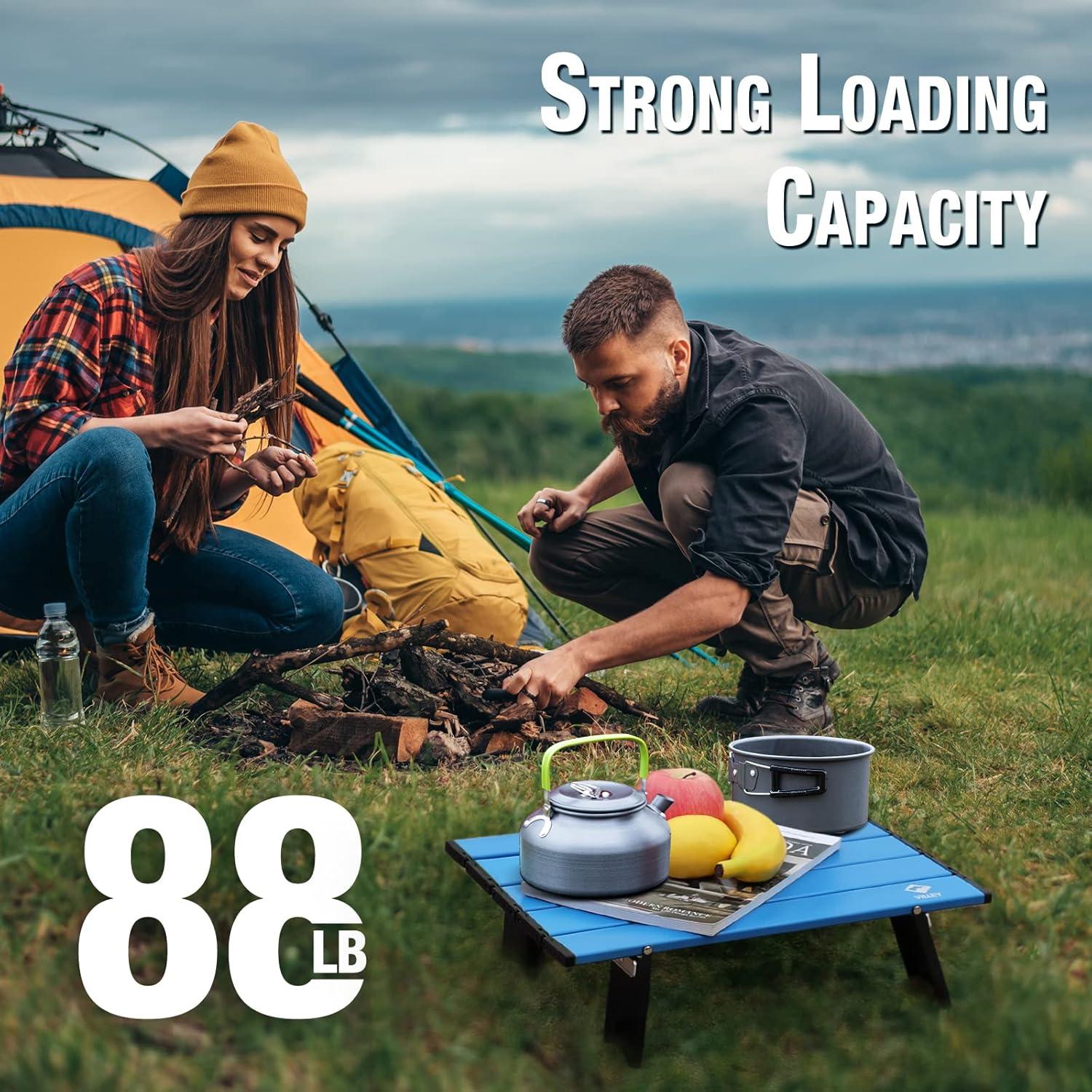 image:imageVILLEY Portable Mini Folding Beach Table Ultralight Aluminum Side Table with Carry Bag for Camping Picnics and Outdoor Activities BlueBlue