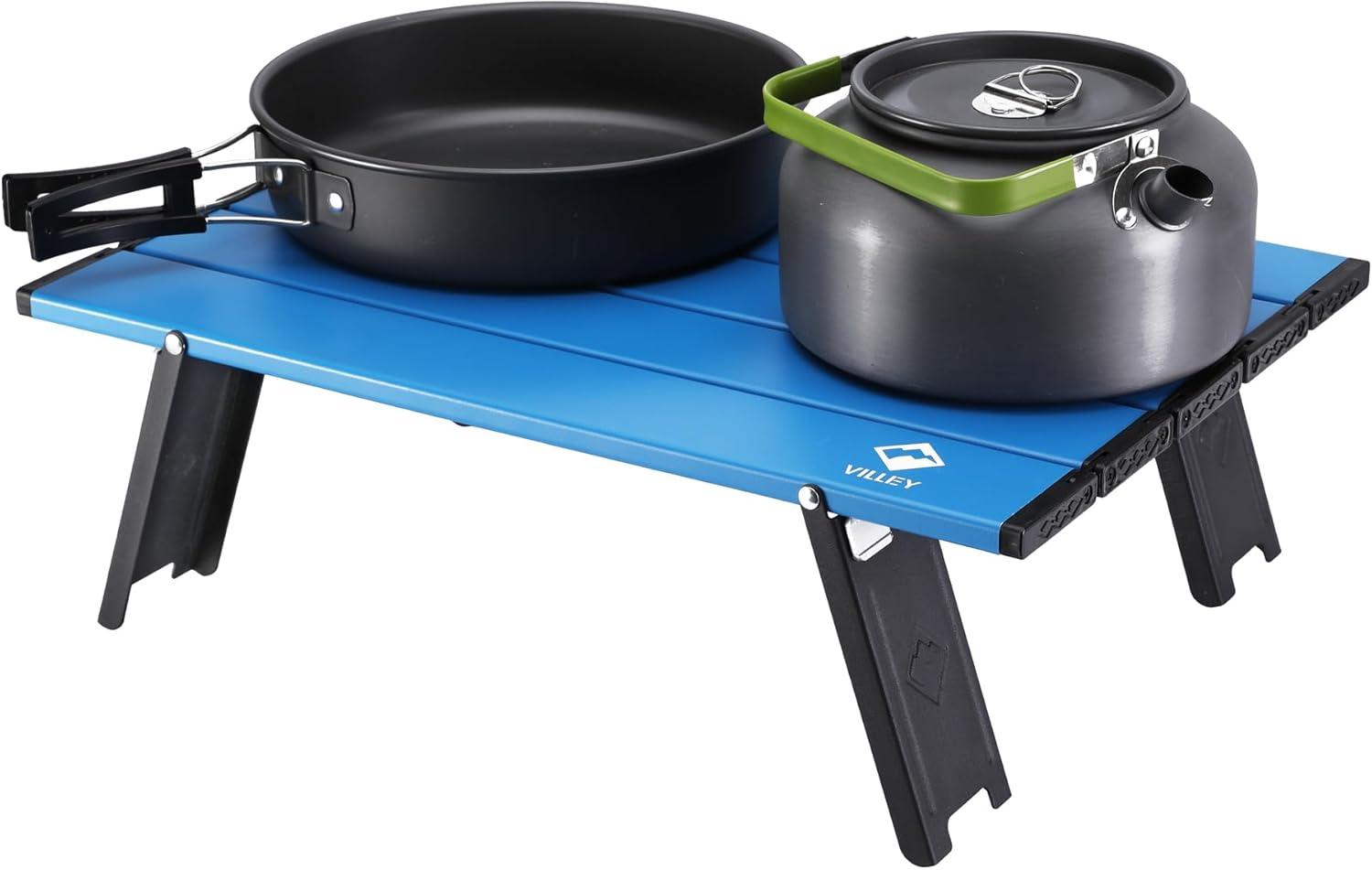 image:imageVILLEY Portable Mini Folding Beach Table Ultralight Aluminum Side Table with Carry Bag for Camping Picnics and Outdoor Activities BlueBlue