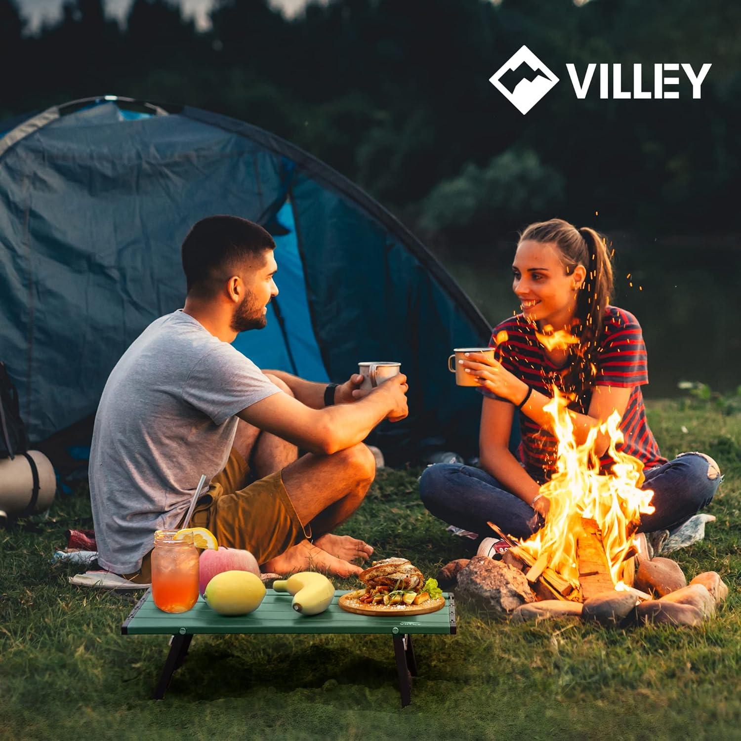 image:imageVILLEY Portable Mini Folding Beach Table Ultralight Aluminum Side Table with Carry Bag for Camping Picnics and Outdoor Activities BlueGreen