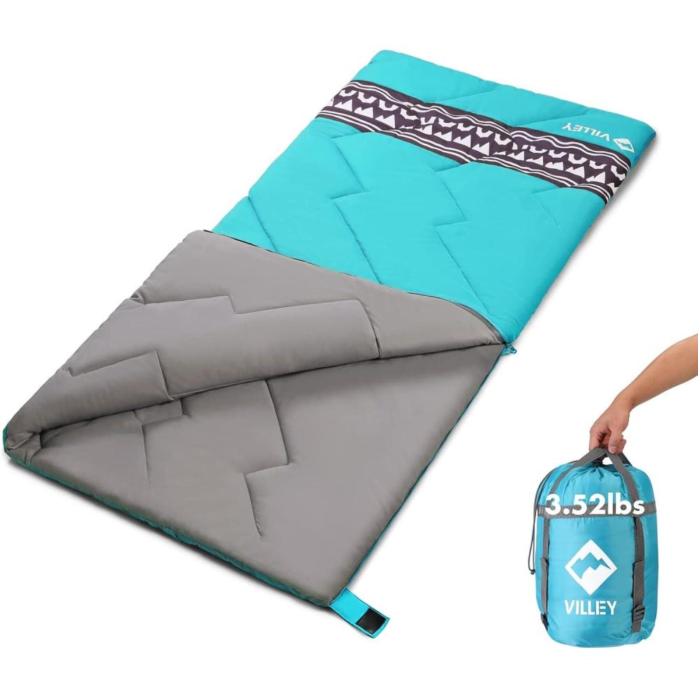 image:imageVILLEY Camping Sleeping Bag Lightweight Backpacking Sleeping Bag with Carrying Bag for Adults amp KidsBlue