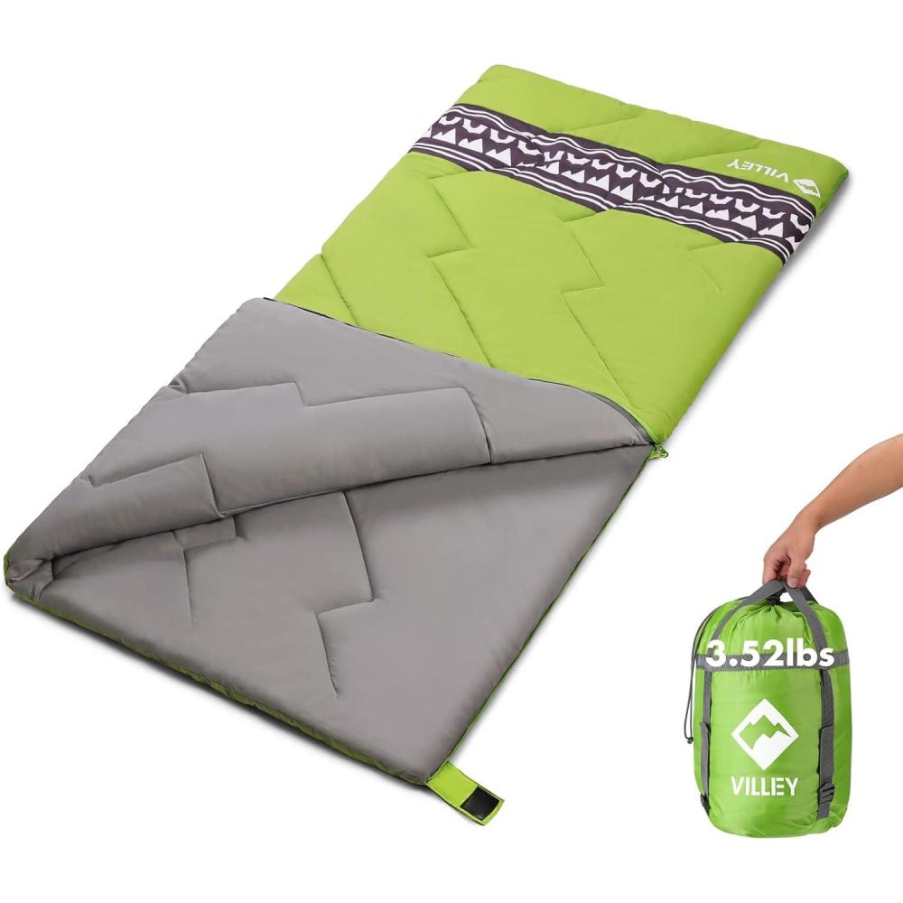 image:imageVILLEY Camping Sleeping Bag Lightweight Backpacking Sleeping Bag with Carrying Bag for Adults amp KidsGreen