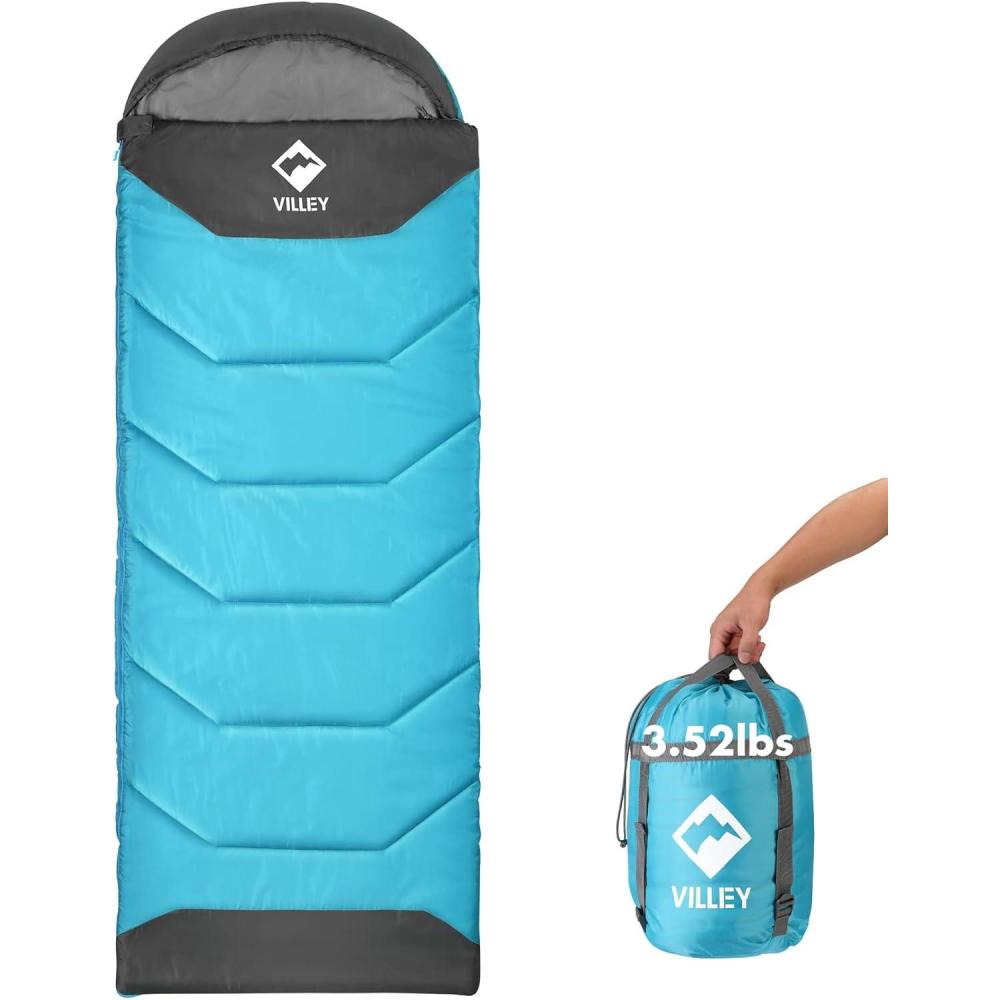 image:imageVILLEY Camping Sleeping Bag for Adults Boys and Girls Lightweight Compact Backpacking Sleeping Bag for Outdoor Traveling HikingBlue