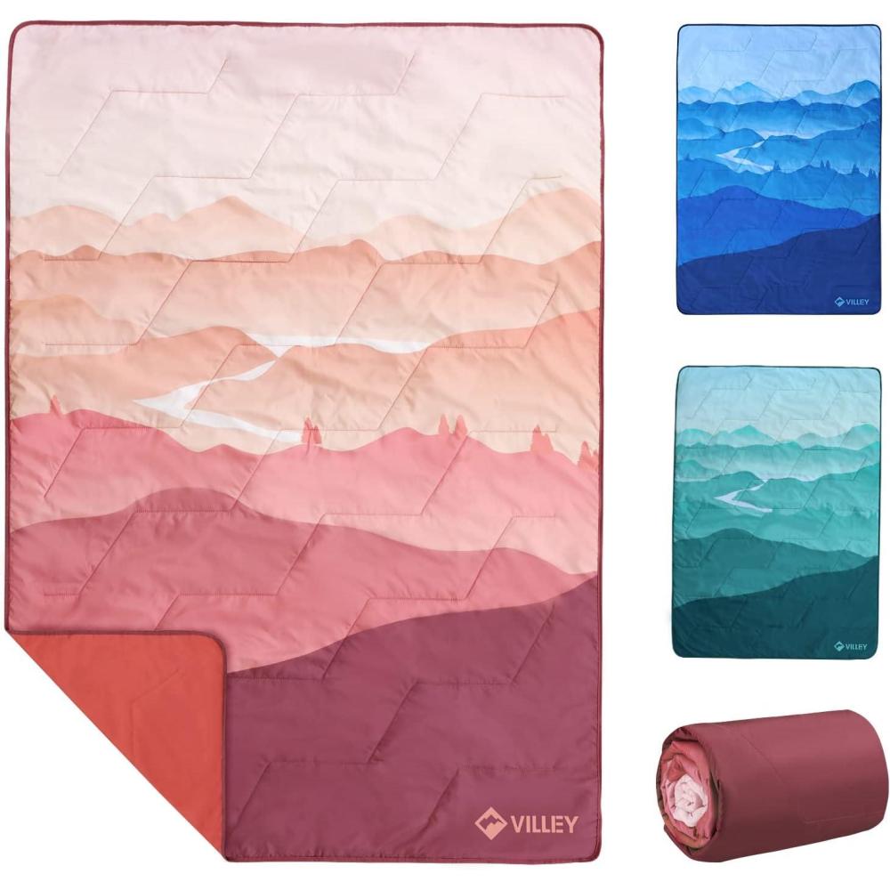 image:imageVILLEY Picnic Blanket 3Layer Camping Blanket 52x75 Machine Washable Water Repellent and Sandproof Packable and Portable for Camping Travel Park Beach and Indoor UseBrown