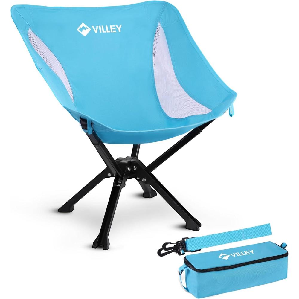 image:imageVILLEY Portable Folding Chair Lightweight Camping Chair No Assembly Needed Quick Setup for Beach Hiking Supports 330 LBS Blue1