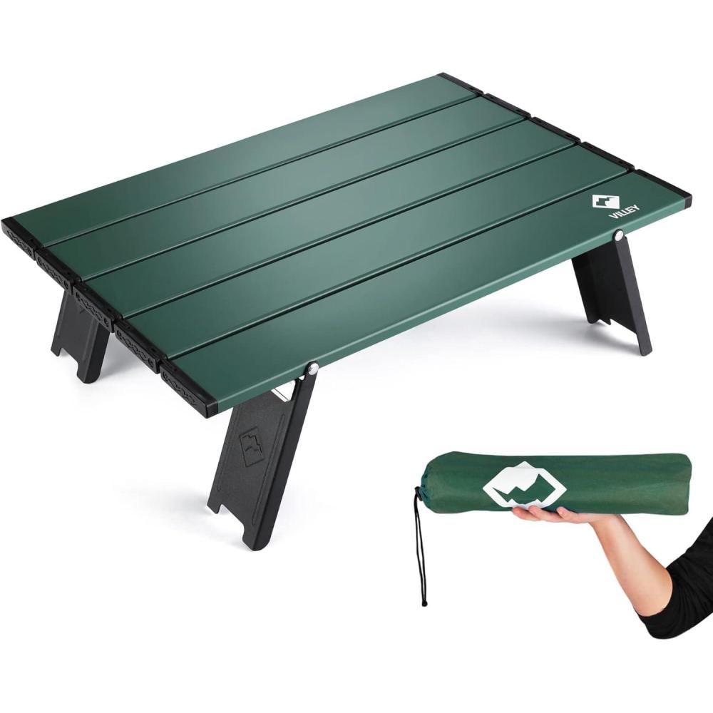 image:imageVILLEY Portable Mini Folding Beach Table Ultralight Aluminum Side Table with Carry Bag for Camping Picnics and Outdoor Activities BlueGreen