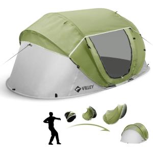 image:imageVILLEY 4 Person Easy Pop Up Tent Waterproof Automatic Setup Instant Lightweight Camping Beach Tent with Carrying Bag for Camping Hiking amp TravelingGreen  Grey