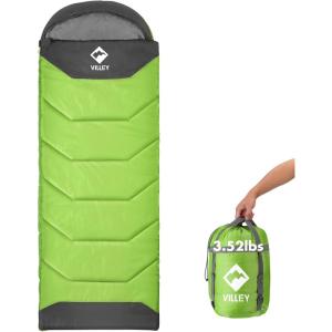 image:imageVILLEY Camping Sleeping Bag for Adults Boys and Girls Lightweight Compact Backpacking Sleeping Bag for Outdoor Traveling HikingGreen