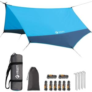 image:imageVILLEY Camping Tarps for Tents Portable Waterproof Hammock Rain Fly Easy Set Up Camping Shelter Sunshade Canopy for Outdoor Fishing Backpacking Hiking Survival Gear Heptagonal BlueBlue