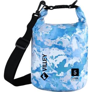 image:imageVILLEY Dry Bag Waterproof 5L Roll Top Storage Backpack Keeps Gear Dry Lightweight Backpack for Kayaking Boating Camping Swimming and Beach Accessories Purple CamoBlue Camo