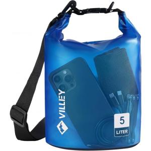 image:imageVILLEY Dry Bag Waterproof 5L Roll Top Storage Backpack Keeps Gear Dry Lightweight Backpack for Kayaking Boating Camping Swimming and Beach Accessories Purple CamoBlue Transparen