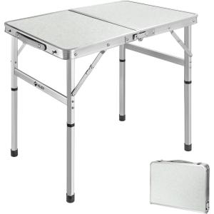 image:imageVILLEY Folding Camping Table 3ft Small Portable Lightweight Outdoor Table with Aluminum Adjustable Legs for Travel Picnic Cooking Beach2ft24l X 15w 2 Height 1022
