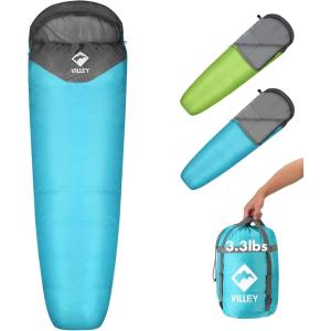 image:imageVILLEY Mummy Sleeping Bag Lightweight Backpacking Sleeping Bag for Adults amp Kids Camping Hiking Equipment for 34 SeasonsBlue