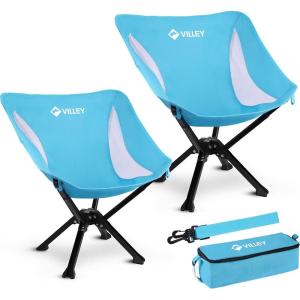 image:imageVILLEY Portable Folding Chair Lightweight Camping Chair No Assembly Needed Quick Setup for Beach Hiking Supports 330 LBS Blue2